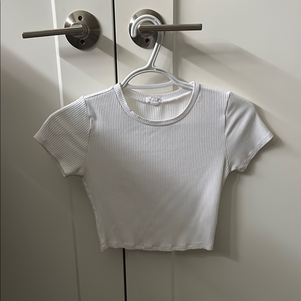White Ribbed Crop Top